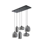 Marla hanglamp, 6-lamps, glas, rookgrijs - Lindby