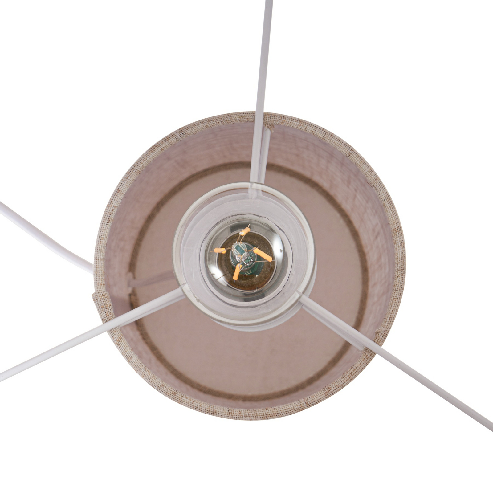 lámpara de mesa Lindby Elfie, Ø 35 cm, beige, lino, E27