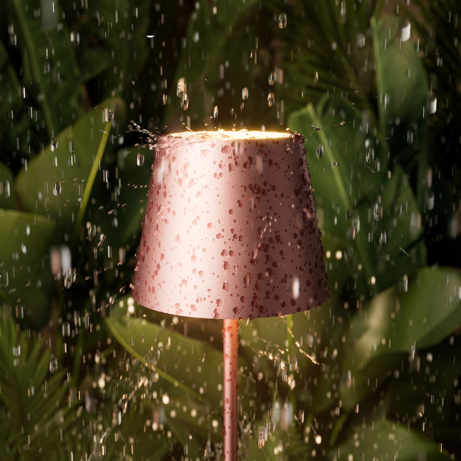 Nuindie LED rechargeable table lamp, USB-C, rose gold, IP54, dimmable