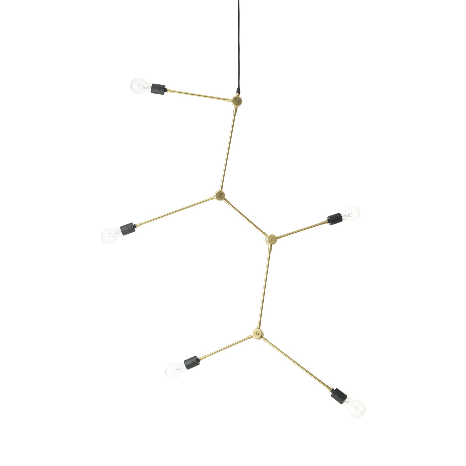MENU Menu Harrison hanging light, brass, five-bulb, for Living / Dining Room, brass, E27, 60 W, energy efficiency: A++, H: 85 cm