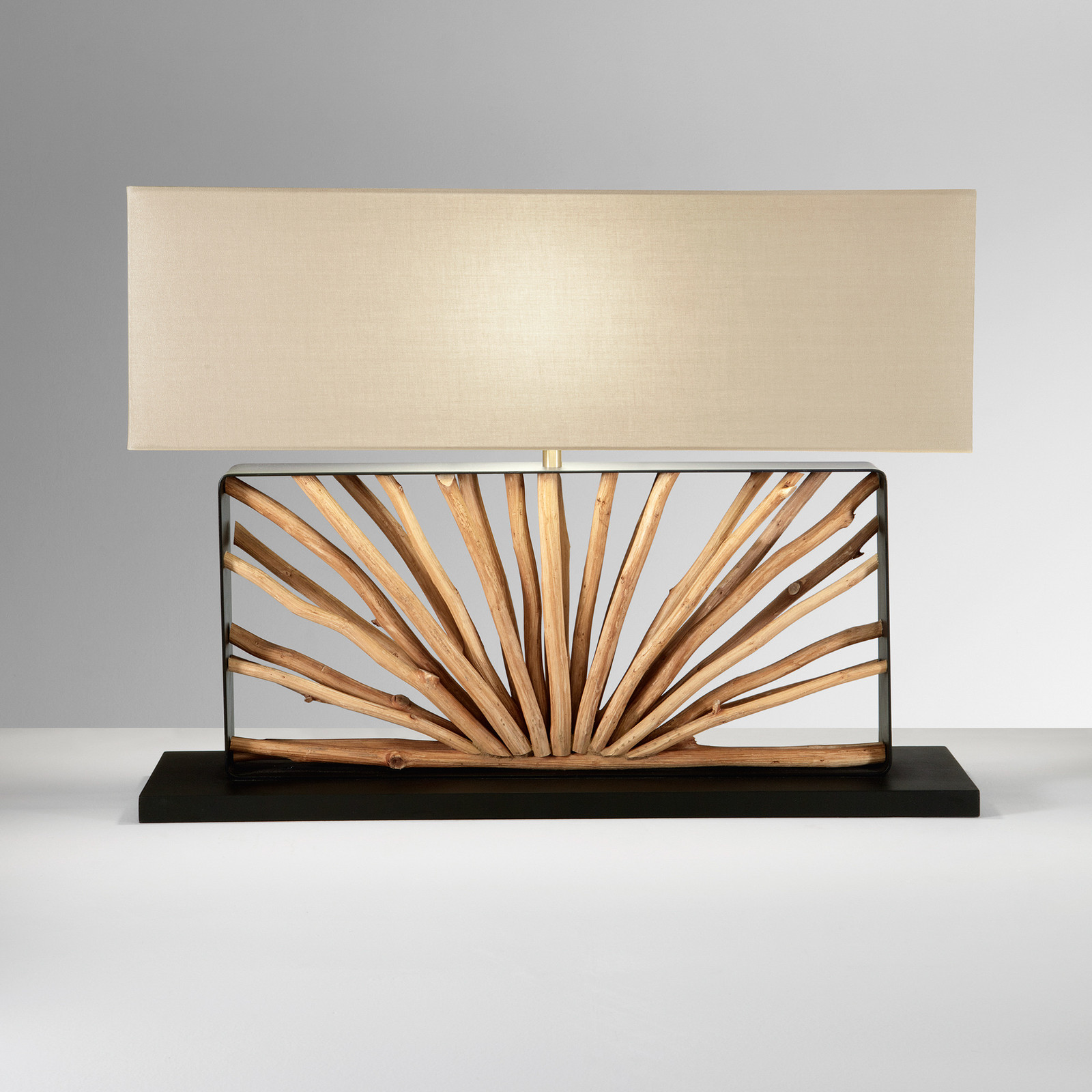 Luce Ambiente Design Lampa de masă Ethernal negru/lemn/alb Lățime 80 cm Lemn/țesătură - Camera de zi / sufragerie - negru lemn alb