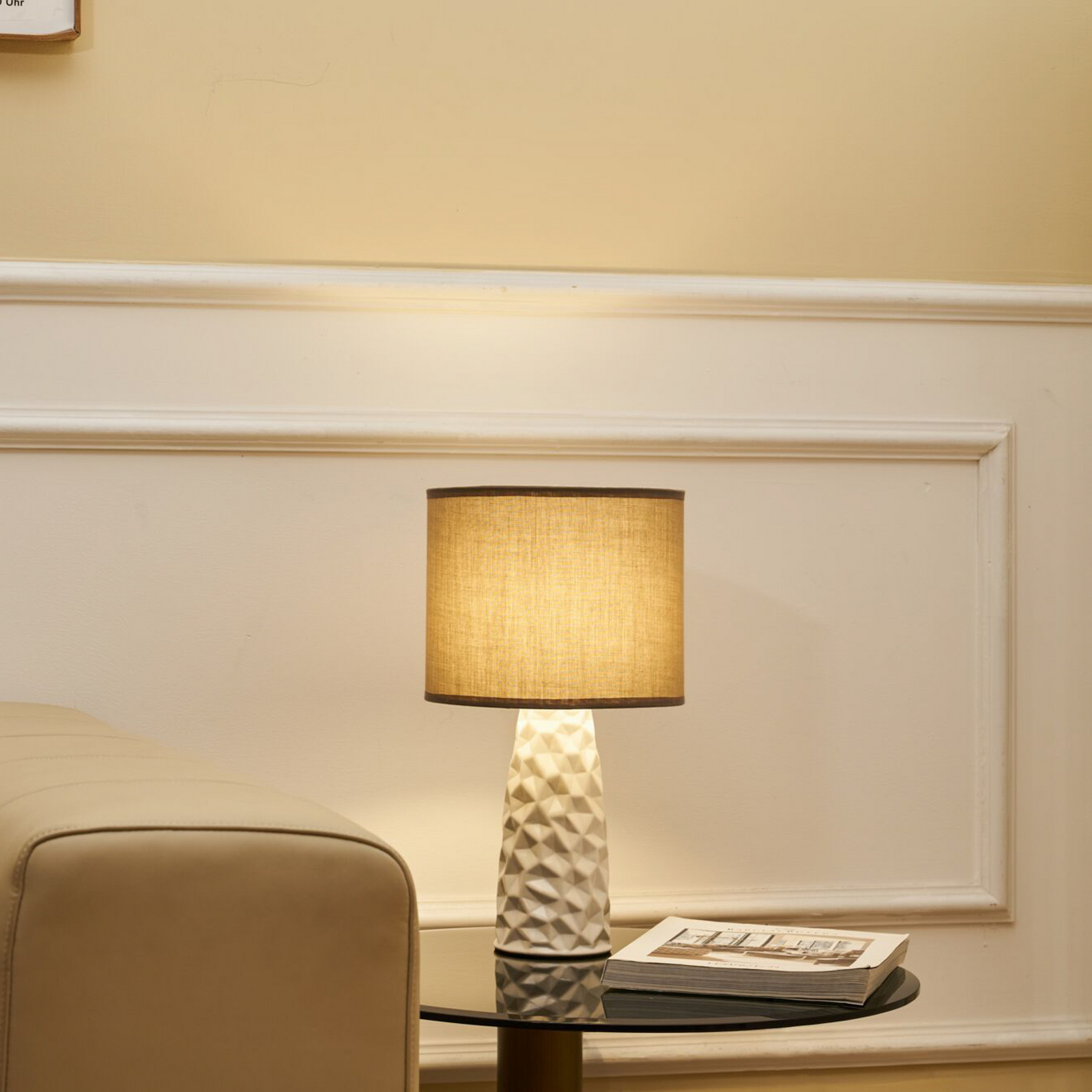Pauleen-pöytälamppu FANCY SCULPT, taupe/beige, korkeus 41 cm