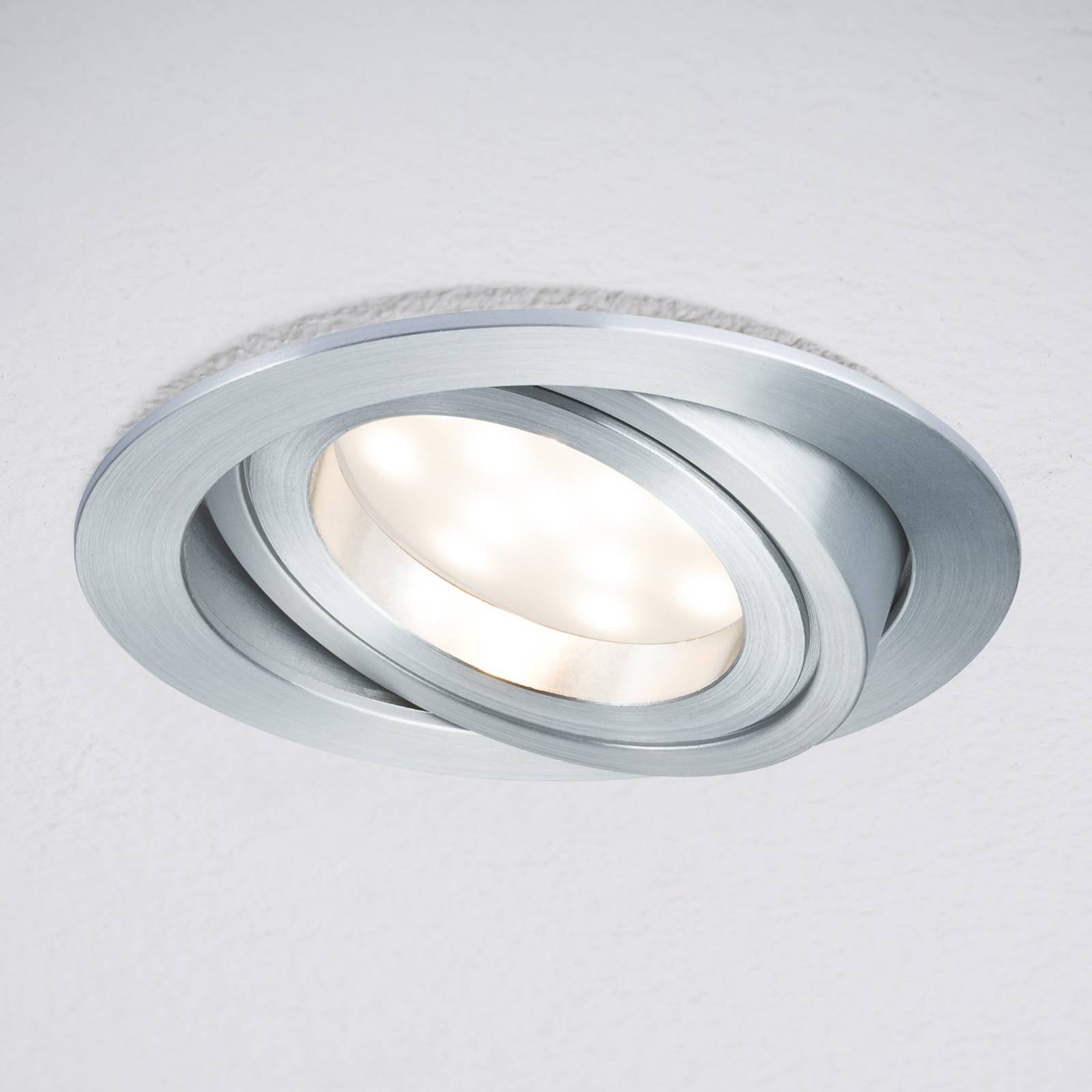 paulmann Set de 3 lampes LED encastrables Coin IP23, alu.