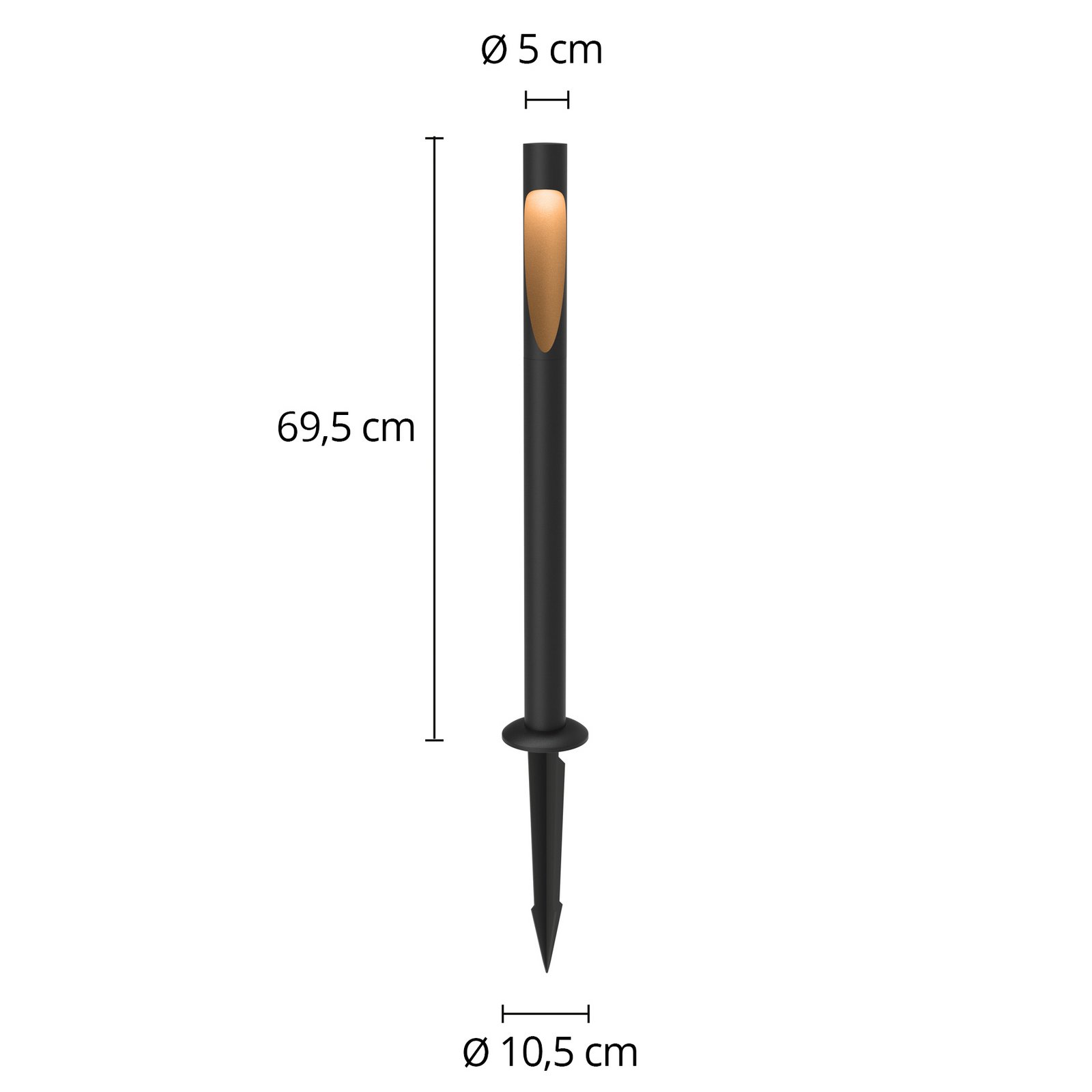 Louis Poulsen Borne lumineuse Flindt 827 70 cm noir, pièce à enterrer 24 V