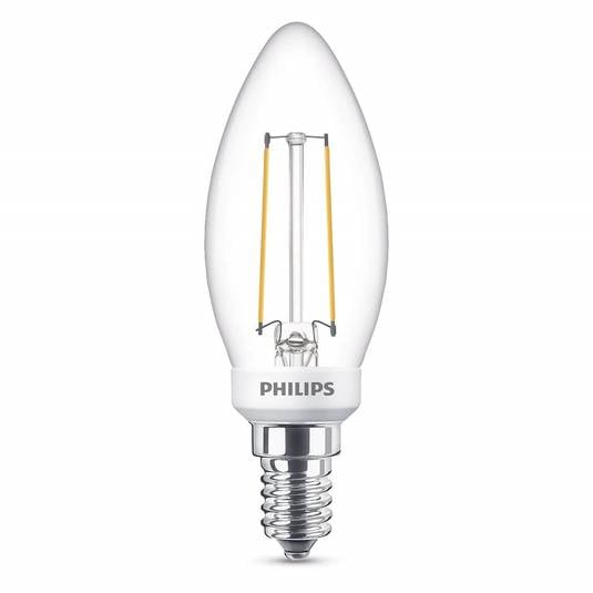 Bec LED 3W Glass Candle (300lm) Dimmable E14 - Philips