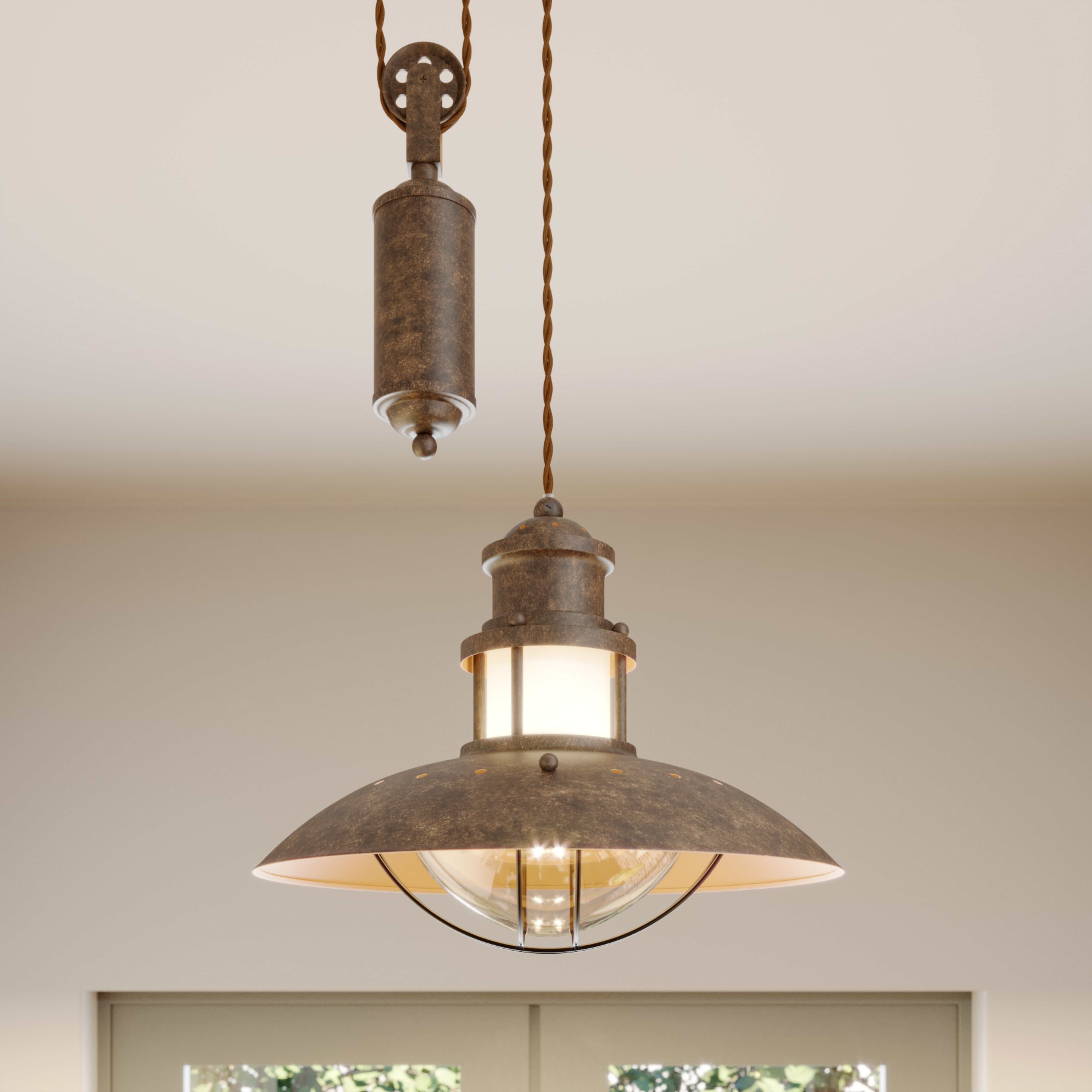Lindby hanglamp Louisanne, verstelbaar, bruin, Ø 35 cm