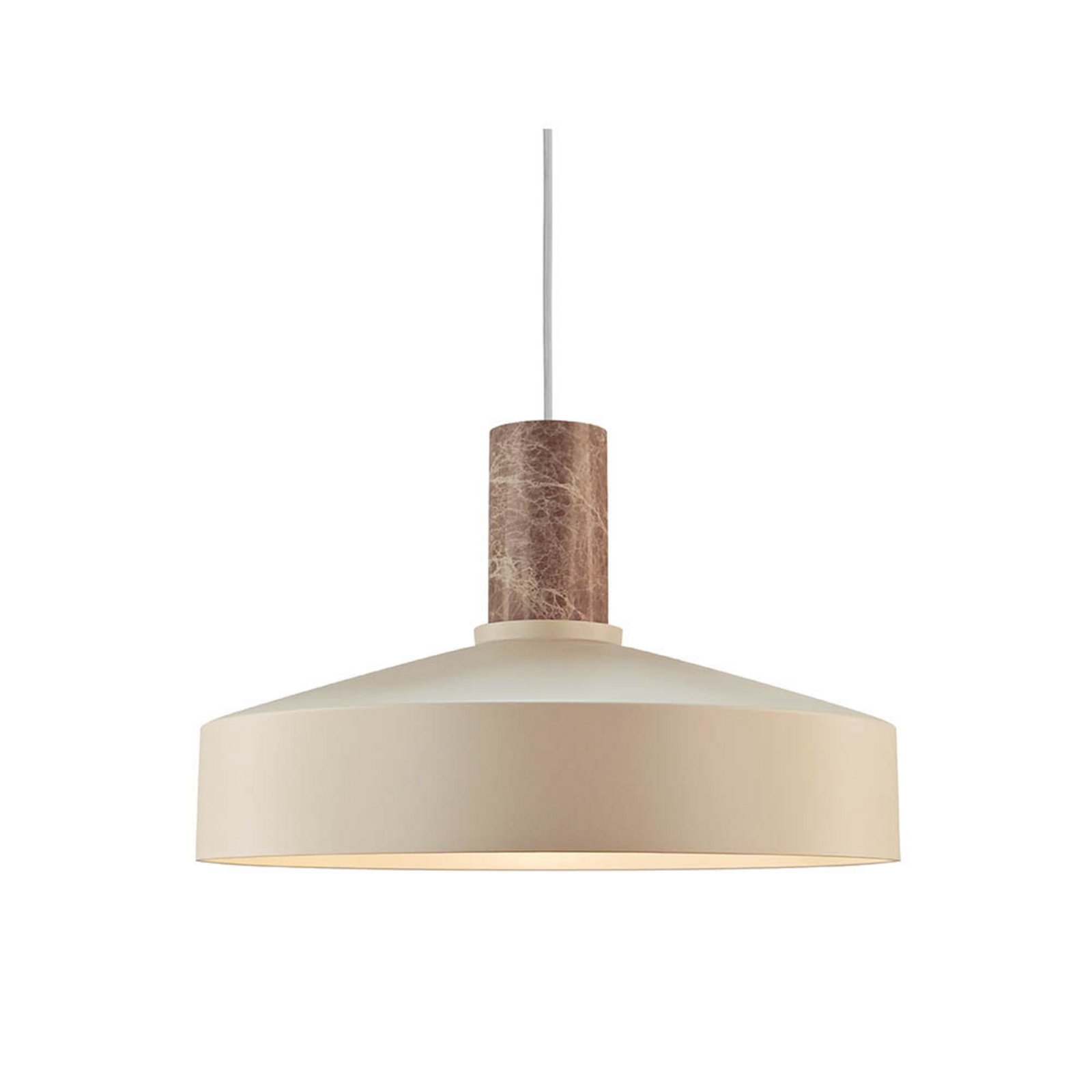 Pendellampe Elvas, beigefarben, Ø 37 cm, Metall/Marmor