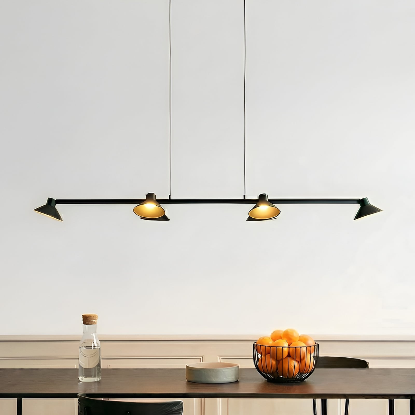 Steve Suspension LED noire 113 cm à 6 lampes, à intensité variable - Lucande