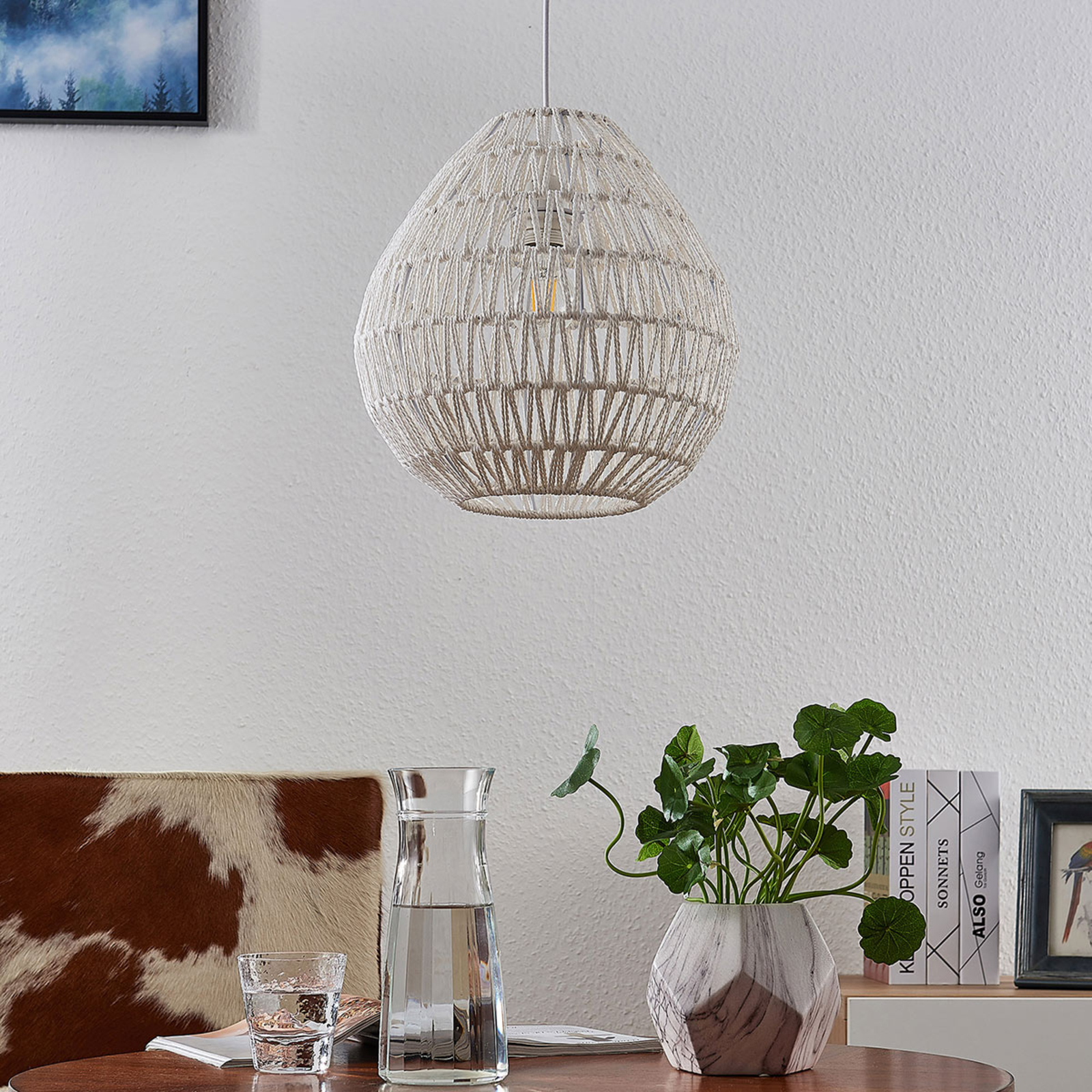 Hanglamp Danya gemaakt van wit papier 33 cm
