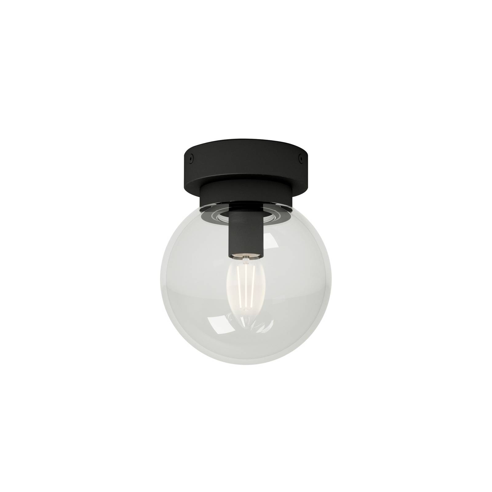 Lampa sufitowa Lucande Badolo czarna szkło Ø 15 cm IP44