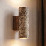Lucande Tavira wall light, brown marbled, up/down, GU10