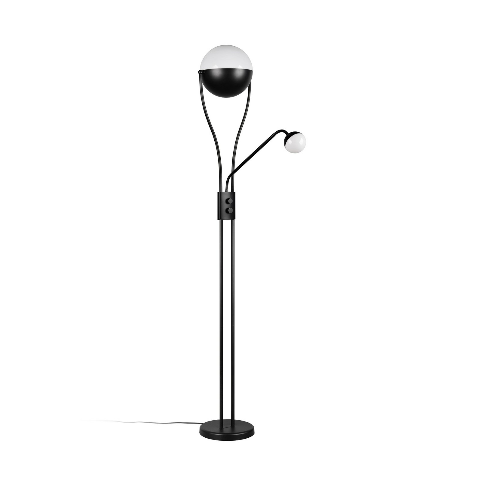 LED vloerlamp Chris, zwart, metaal, leeslamp, dimmer
