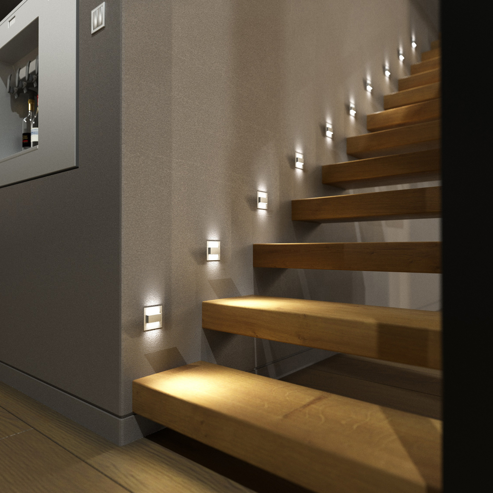 LED-Stufenleuchte Nivela up & down alu dimmbar