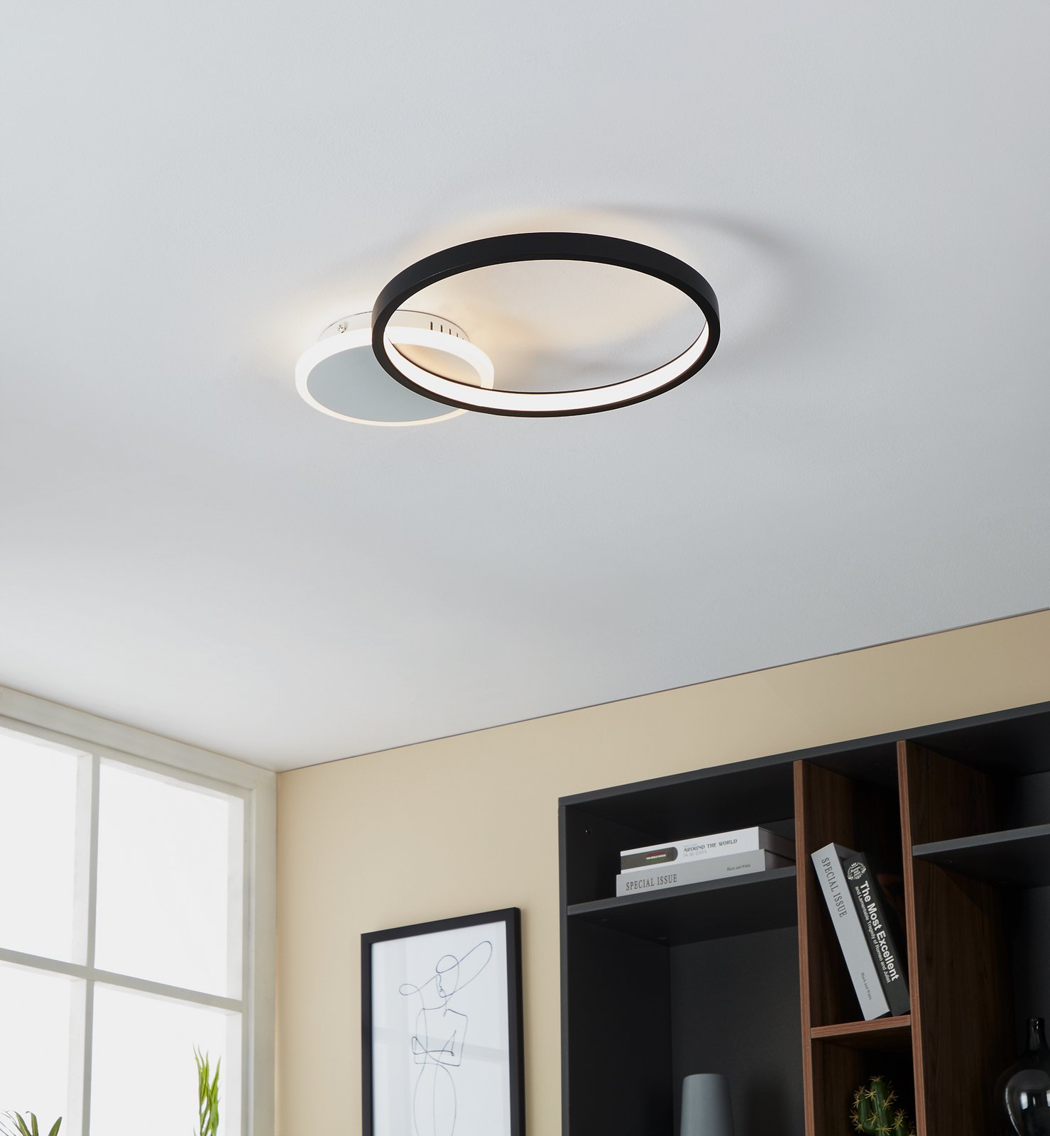 Plafonnier LED Gafares, noir Alu 41 cm Télécommande CCT Plafonnier LED Gafares, noir Alu 41 cm Télécommande CCT