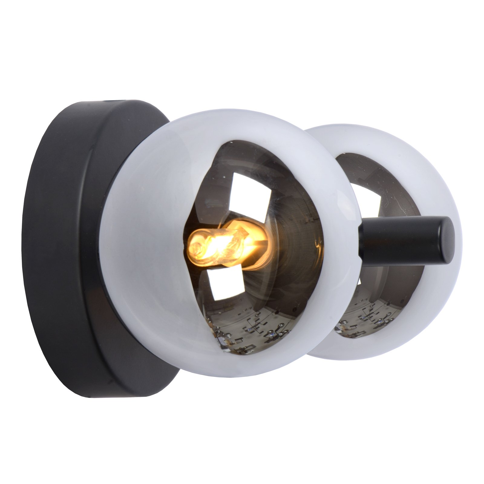 Vegglampe Tycho, 2 lyskilder, svart/røykgrå