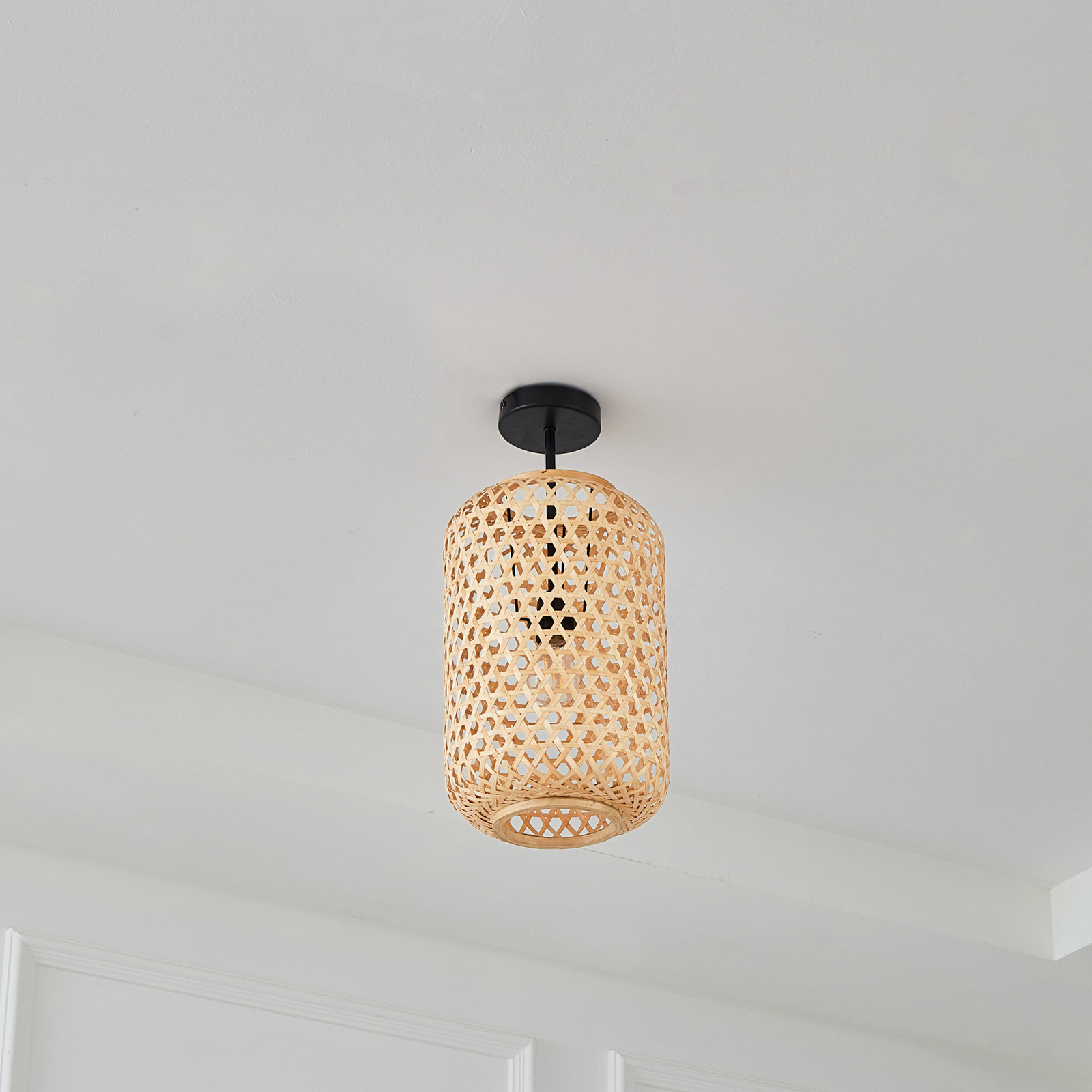 Lucande ceiling light Jorick, 1-bulb, Ø 24.5 cm, bamboo