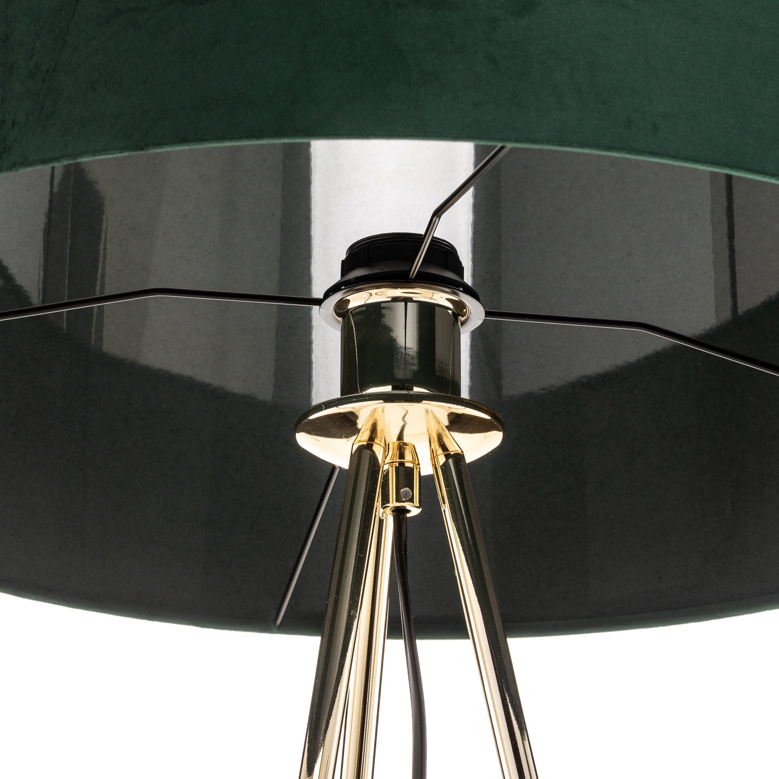 Lampa stojąca Monaco trójnóg złoty zielony aksamit