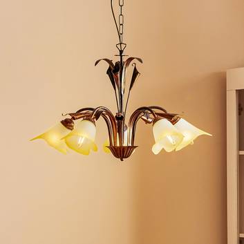 Lucrezia hængelampe, 5 lyskilder, bronze