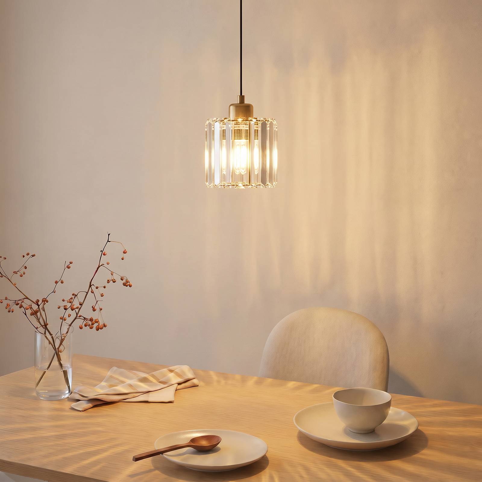 Opviq Hanglamp Yakops, goudkleurig, Ø 13 cm, glas/metaal, E27