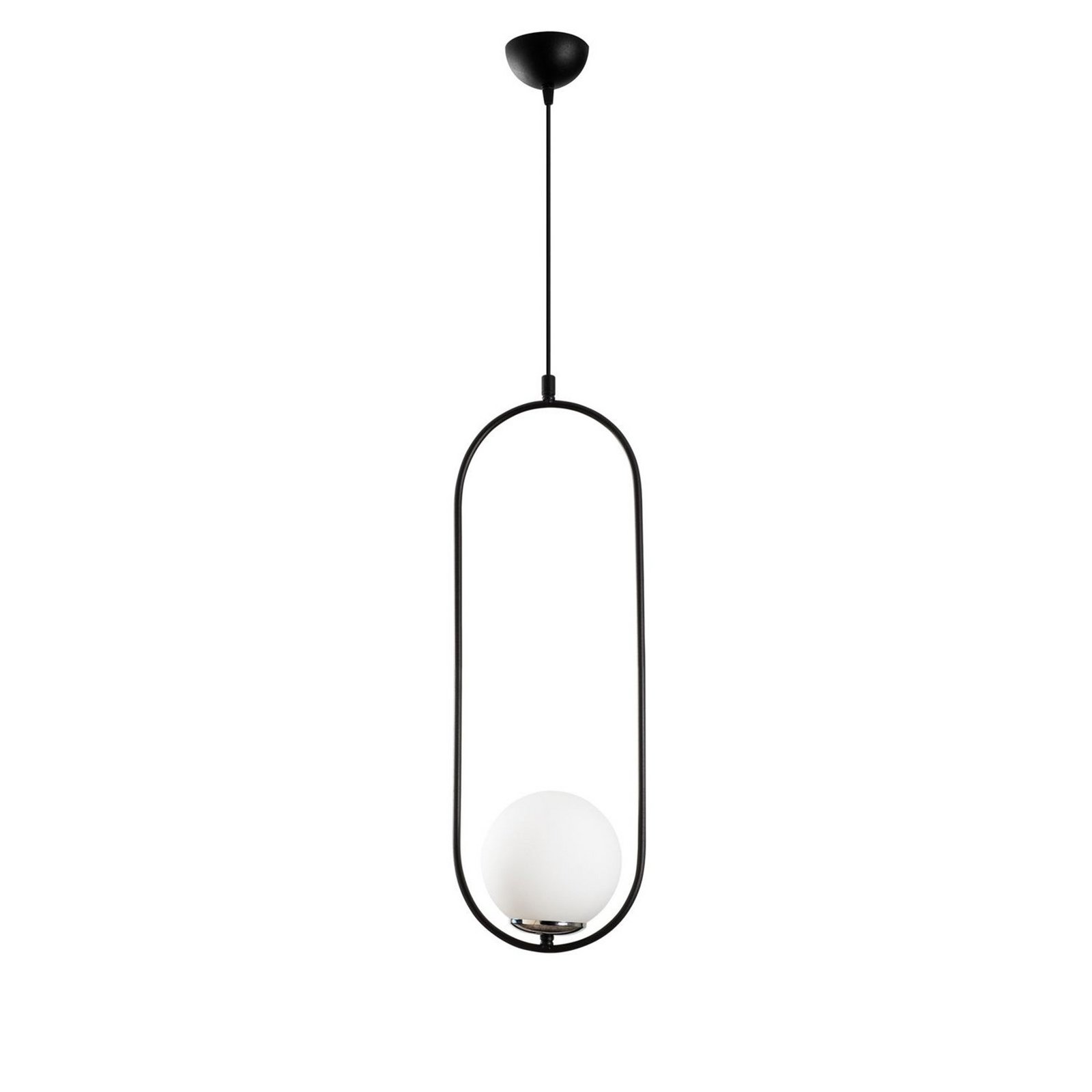 Mudoni pendant light, black/white, glass, metal, E27
