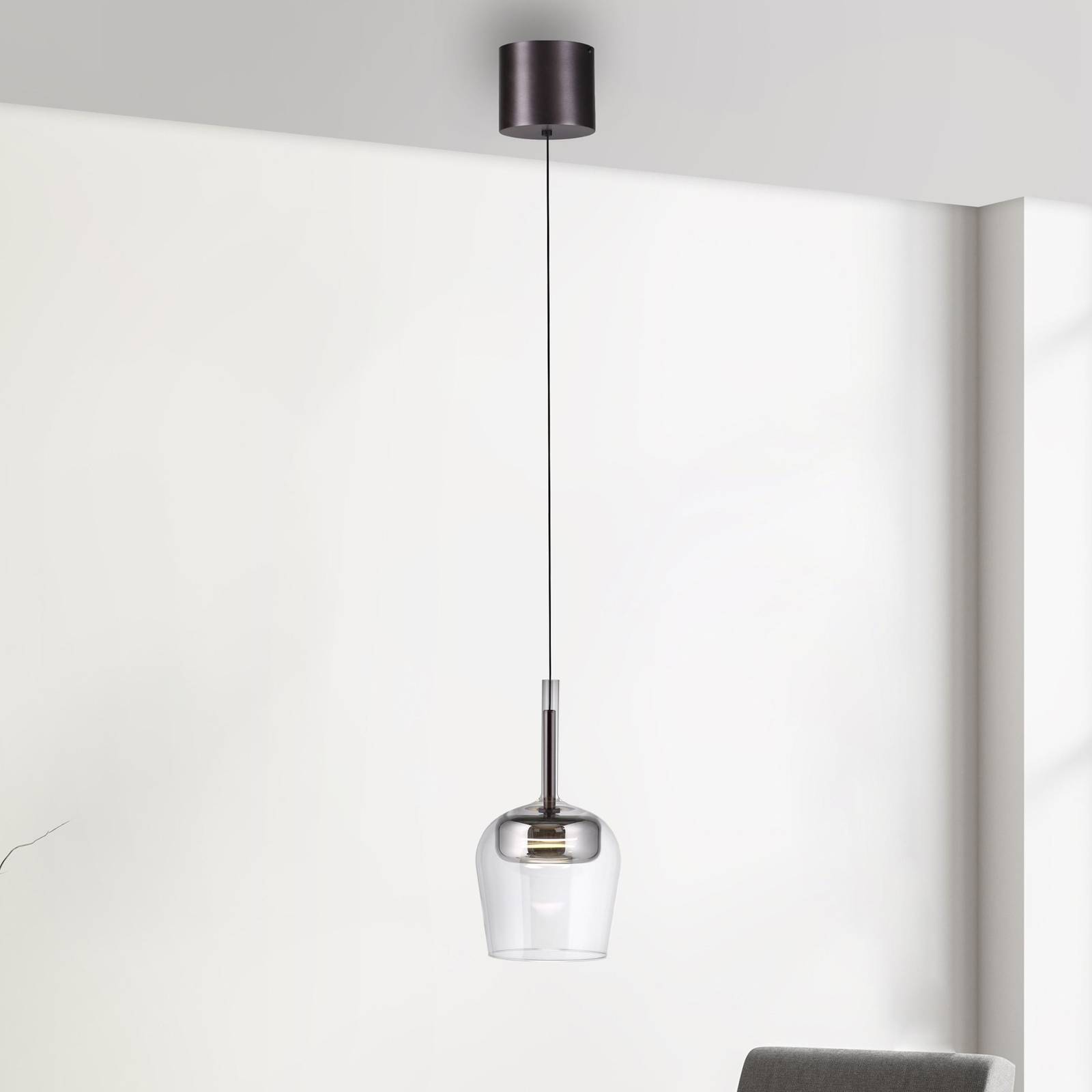 Q-Smart-Home Paul Neuhaus Suspension Smart LED Q-Kon argenté Ø 21 cm