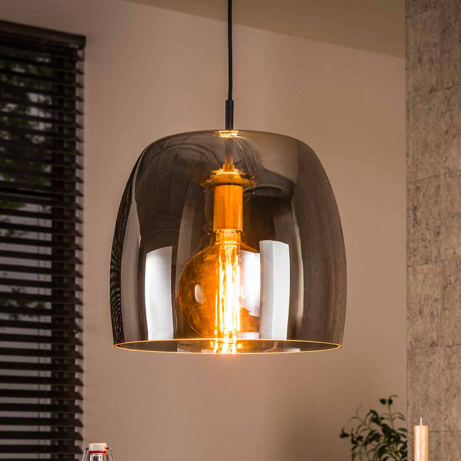 Zijlstra Philippa Glazen hanglamp voor woonkamer / eettafel - modern - alu / grijs / zink - Glas - dimbaar