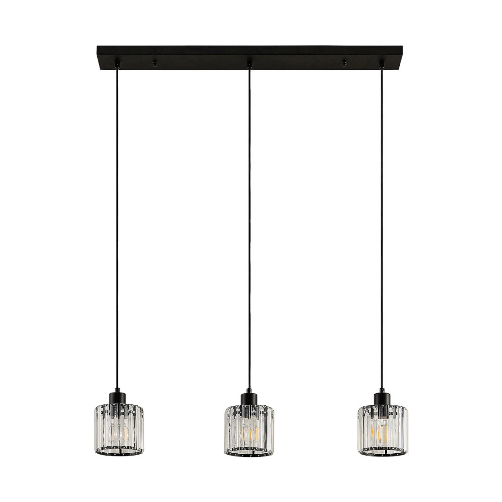 Lindby κρεμαστό φωτιστικό Vella, διάφανο, γυαλί, 83cm, 3-φωτιστικό.