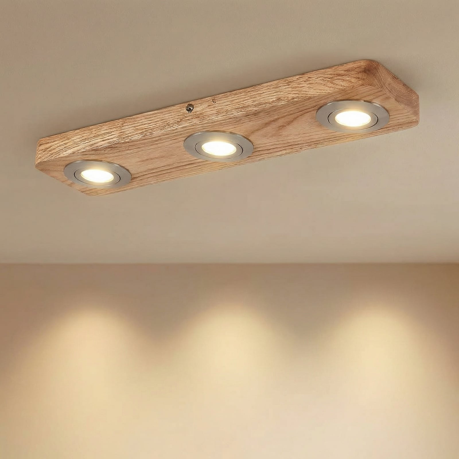 Lampa sufitowa LED Mikari, 48 cm, drewno, obrotowa