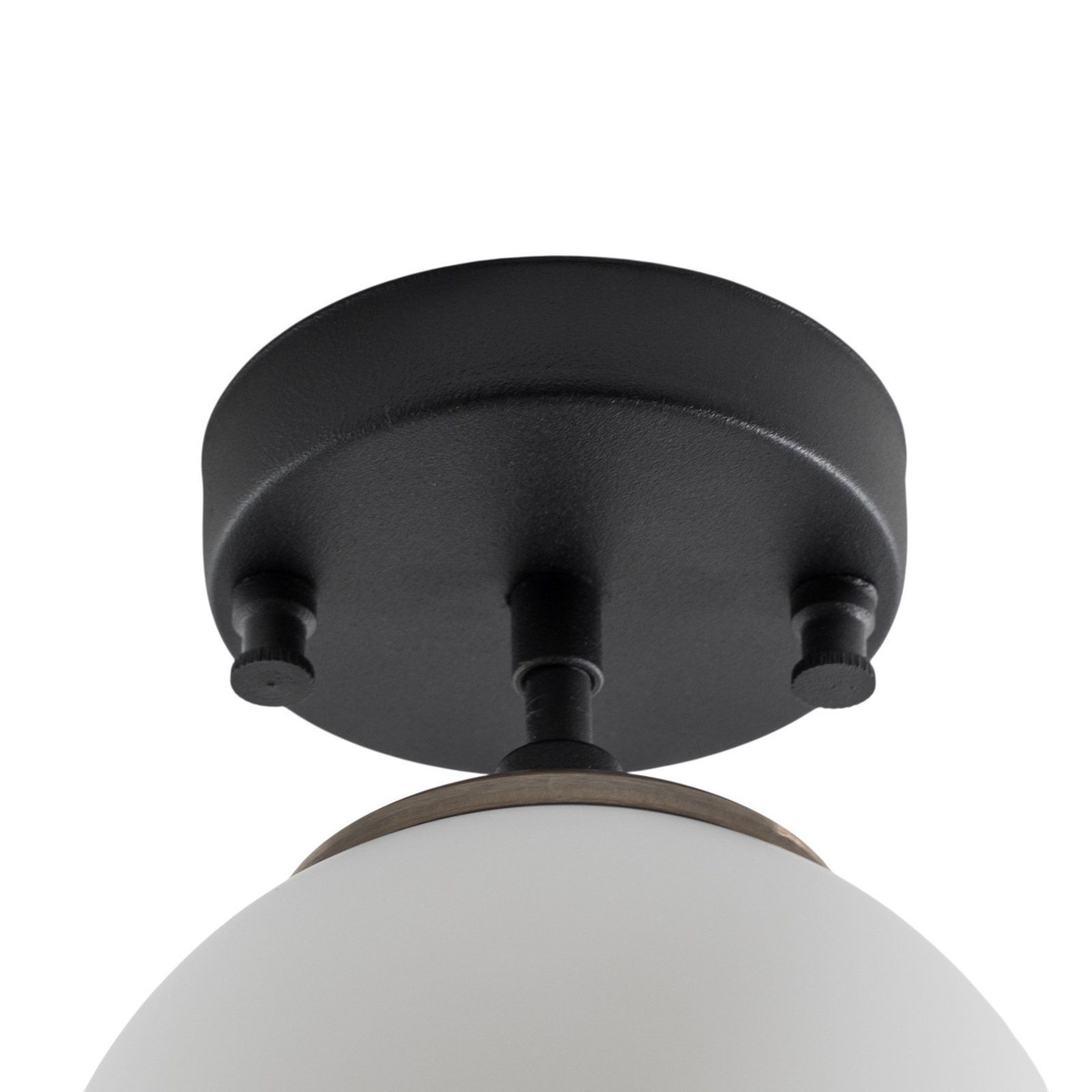 Plafonieră Atmaca, 1 bec, negru, sticlă, Ø 15 cm