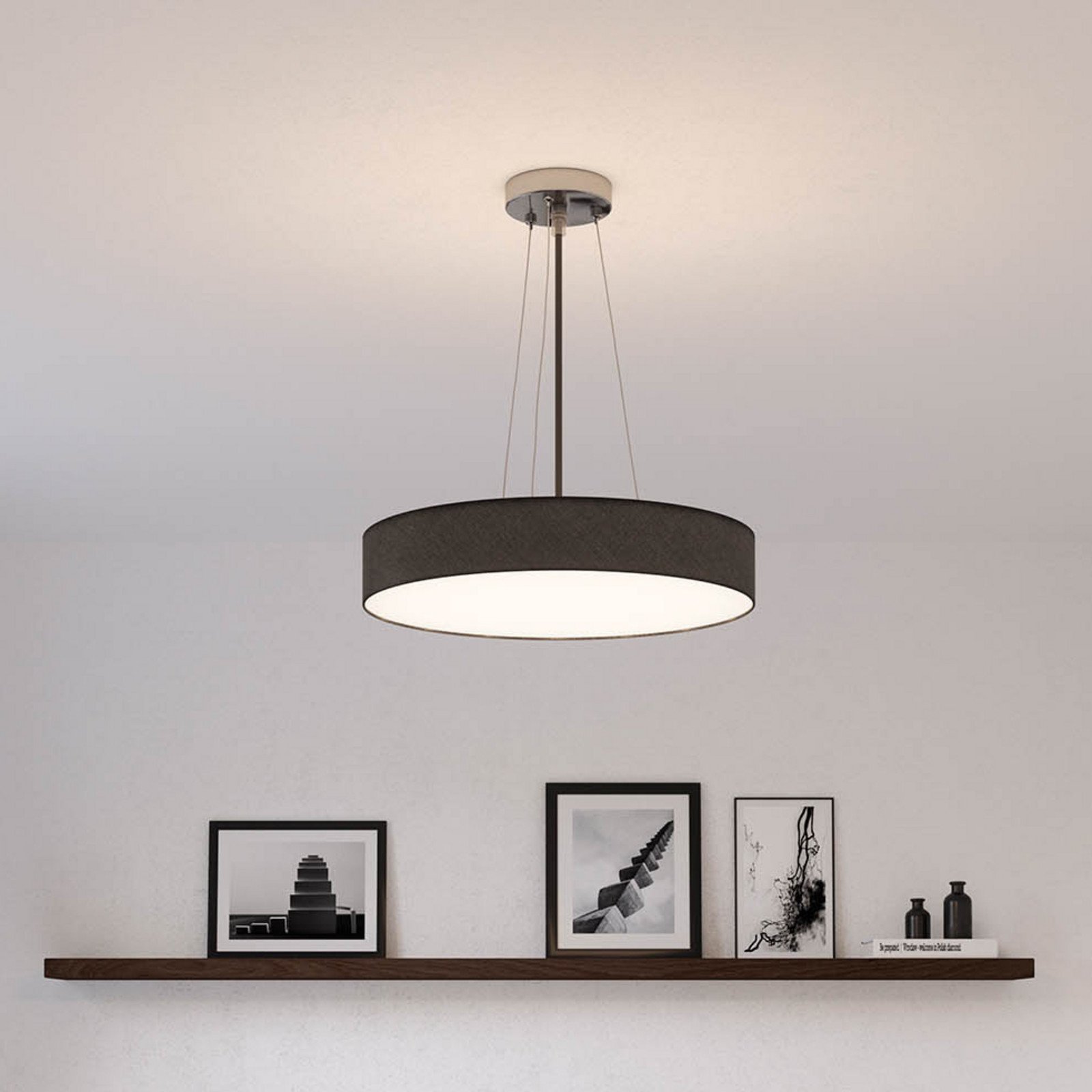 Smartwares Plafonieră Mia negru Ø 60 cm - Camera de zi / sufragerie - modern - Țesătură / Textil