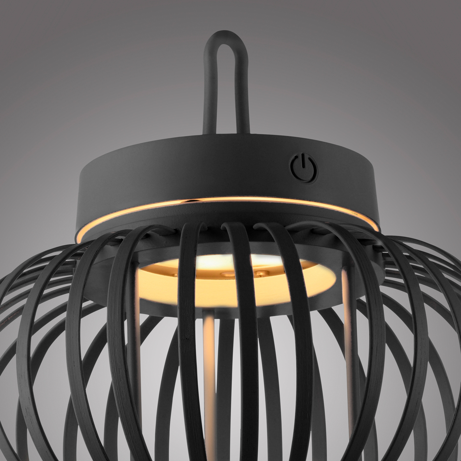 JUST LIGHT. Akuba LED įkraunama stalinė lempa juoda 22 cm bambukas