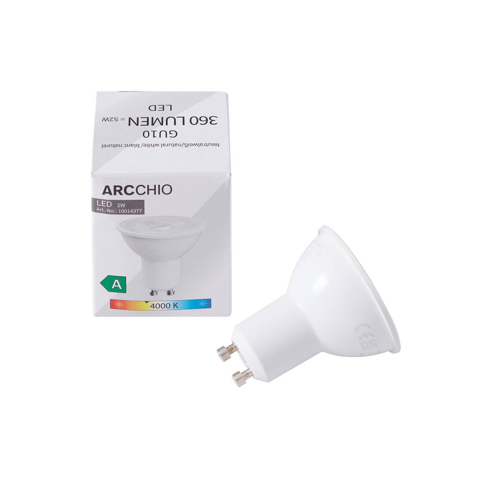 Arcchio LED-Lampe, GU10 2W, weiß, 4000K, 360 lm