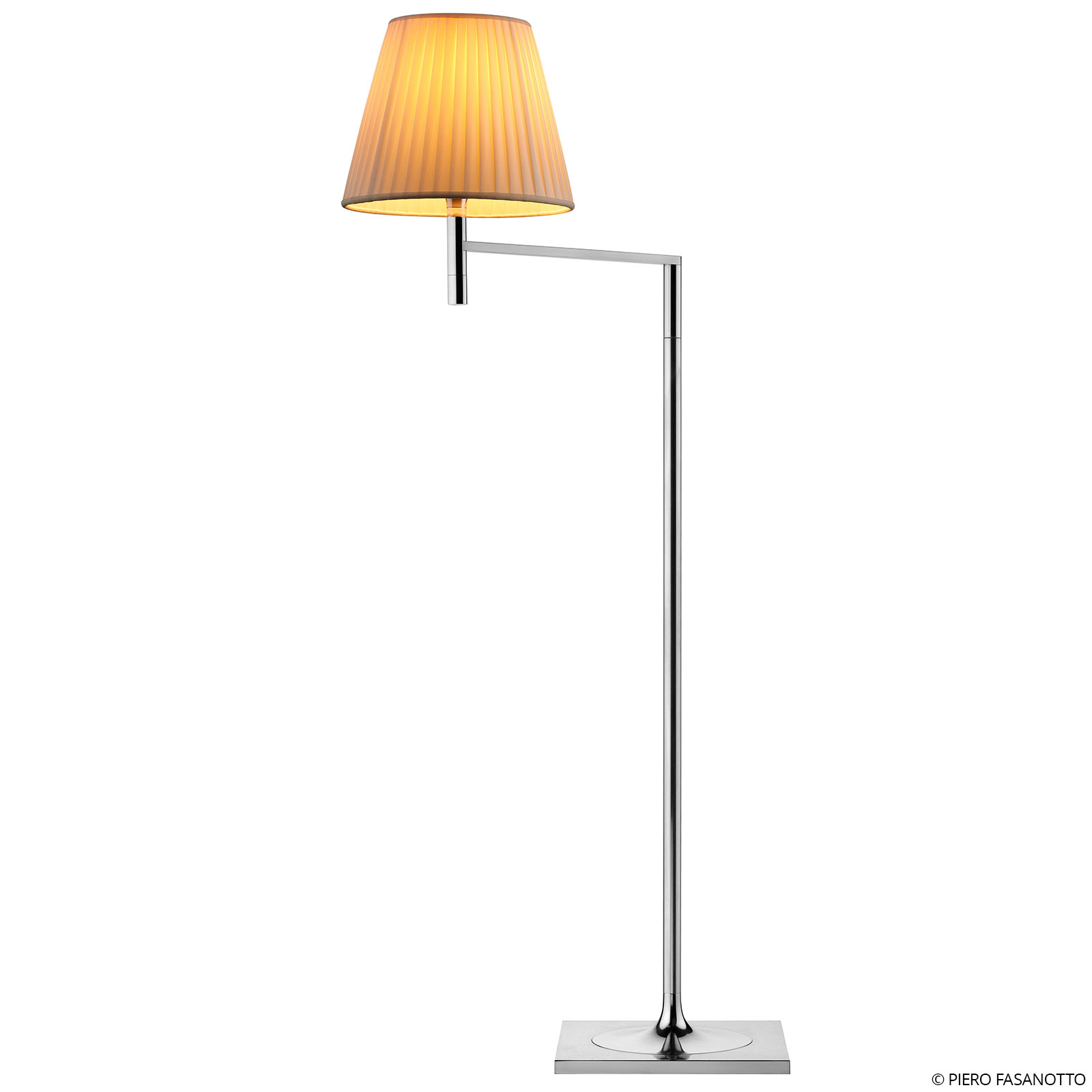 Flos FLOS KTribe F1 floor lamp, fabric lampshade, beige, for Living / Dining Room, fabric, polycarbonate, aluminium, E27, 100 W, energy efficiency: A++, H: 112 cm