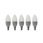LED-Leuchtmittel Kerze, E14, 4,9 W, matt, 3.000 K, 5er-Set