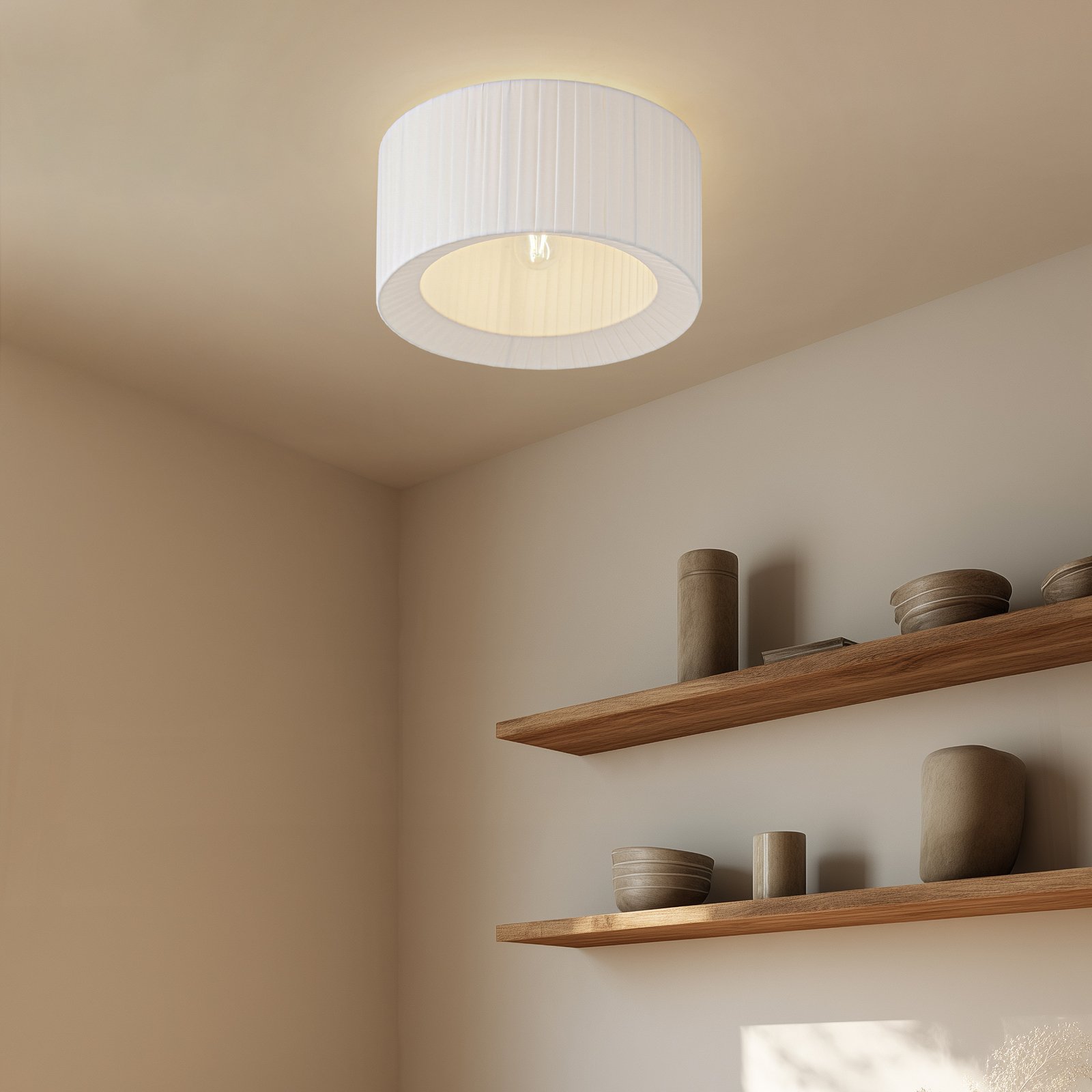 Stropní světlo Virelle Textil Ø 40 cm bílé - Lindby Stropní světlo Virelle Textil Ø 40 cm bílé - Lindby