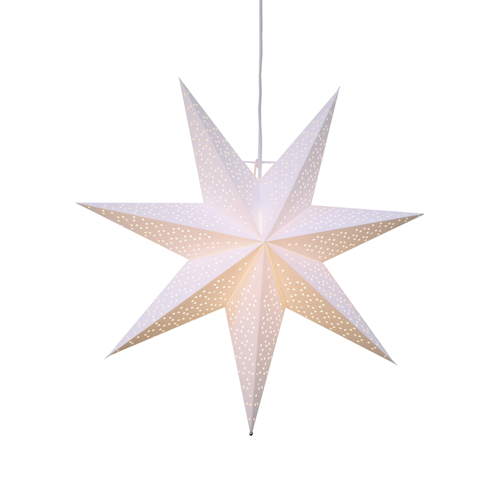 Papírová hvězda Dot s děrovaným vzorem, bílá Ø54cm