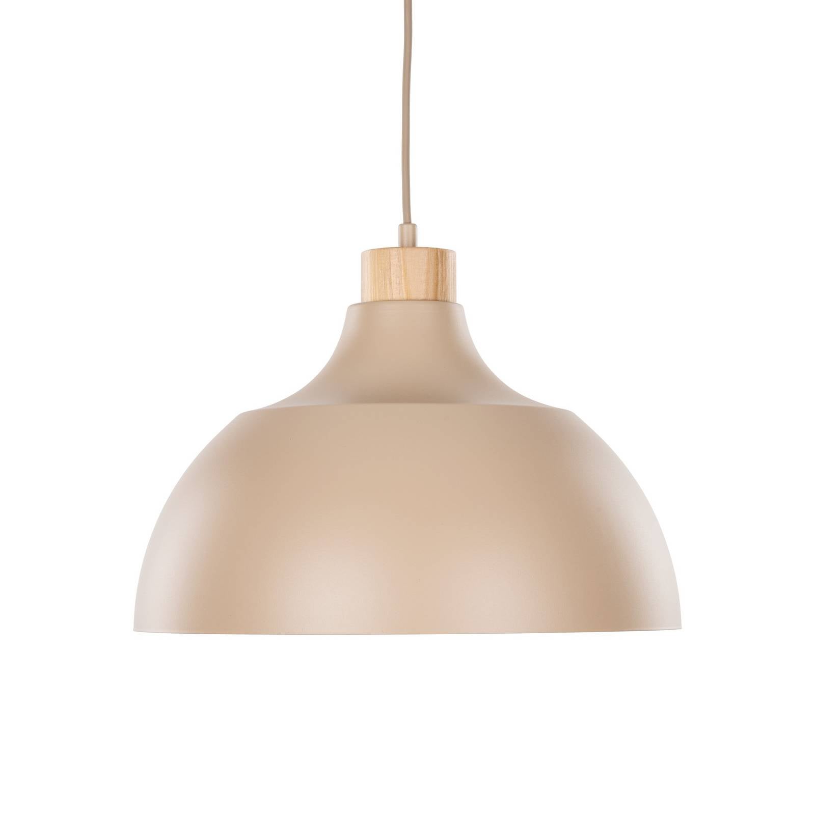 Envostar Hängeleuchte Kaitt, sandfarben, Ø 34 cm, Holzdetail