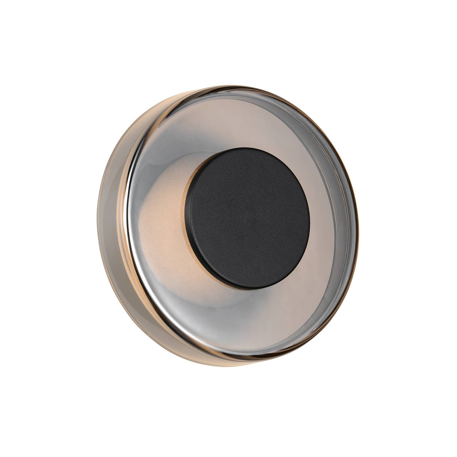 LED-Wandleuchte Celeste, schwarz/chrom, Ø 22 cm Glas dimmbar