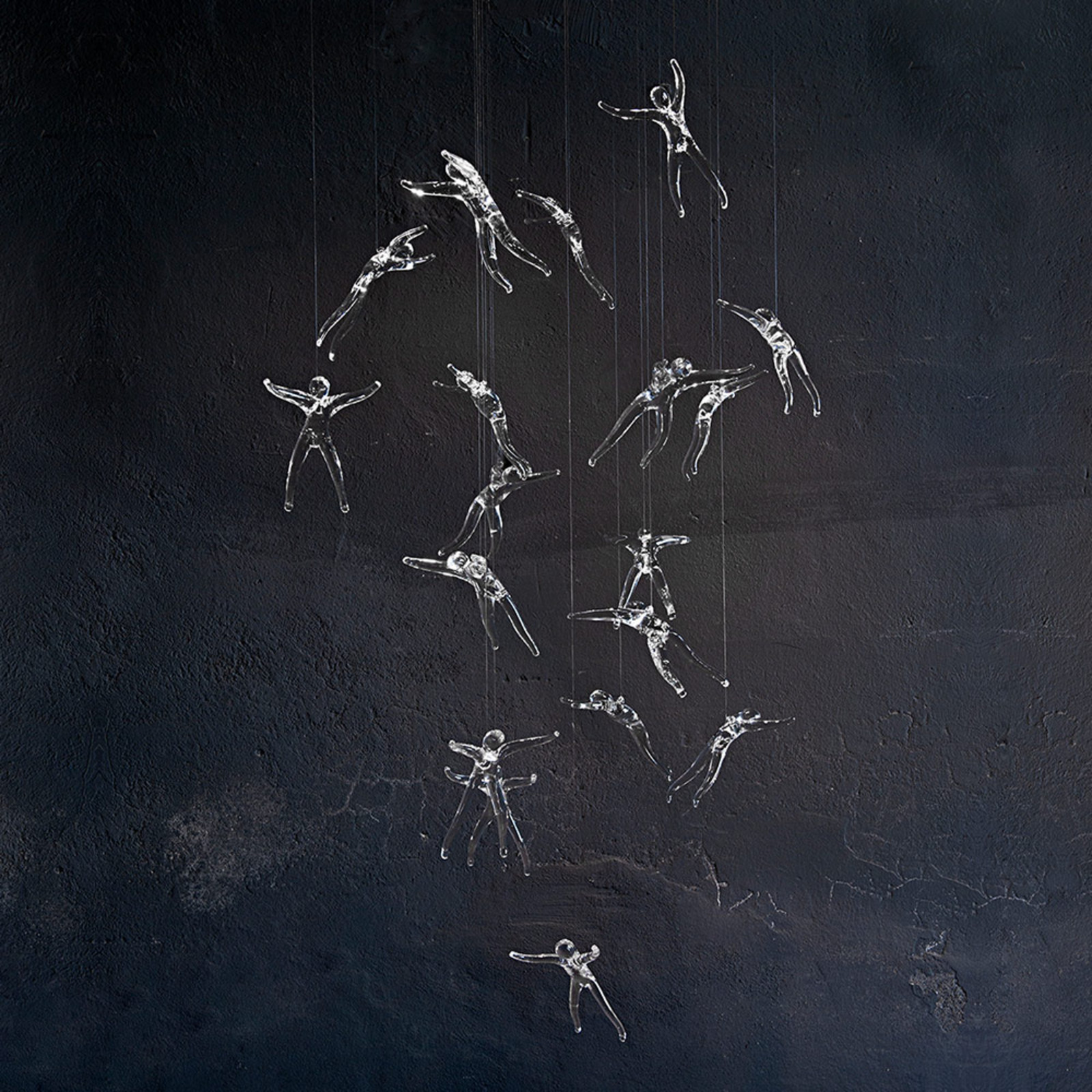 Terzani Angel Falls - Lampă suspendată 18 îngeri - Camera de zi / sufragerie - design - transparent nichel - Cristal