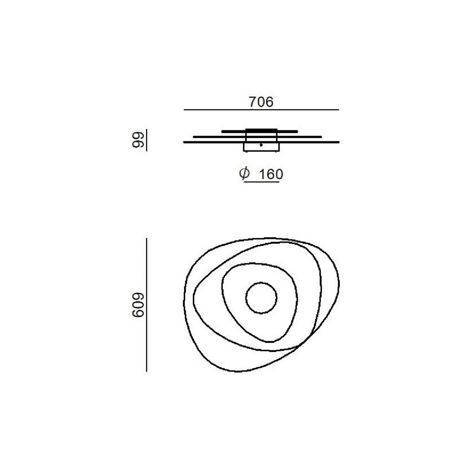 LED plafondlamp Joint_S, wit, metaal, 71 cm