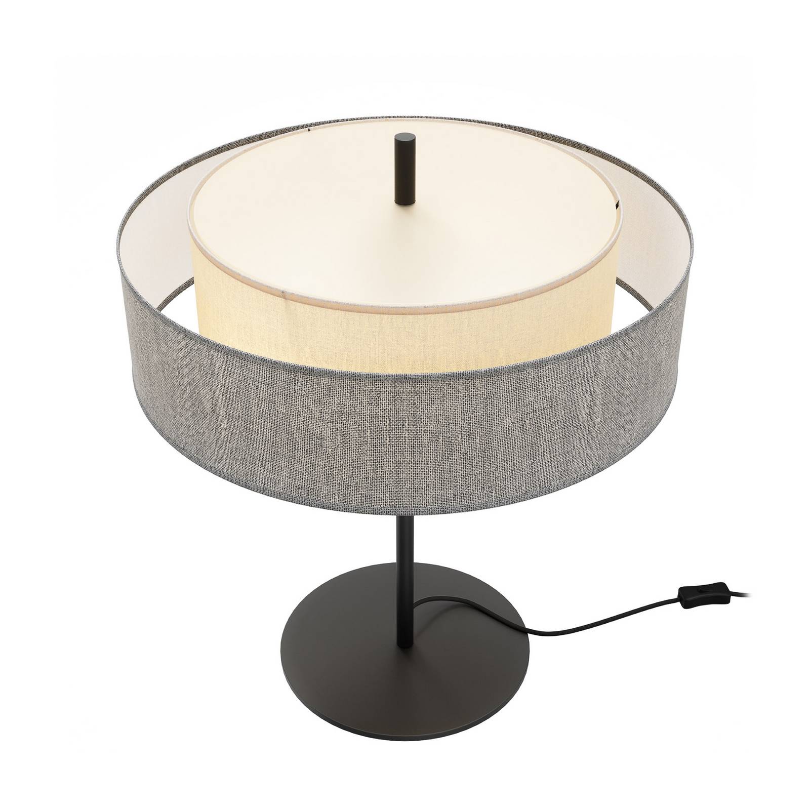Lampa stojąca Bergamo, szaro-czarna, materiałowa, wysokość 39 cm, E14