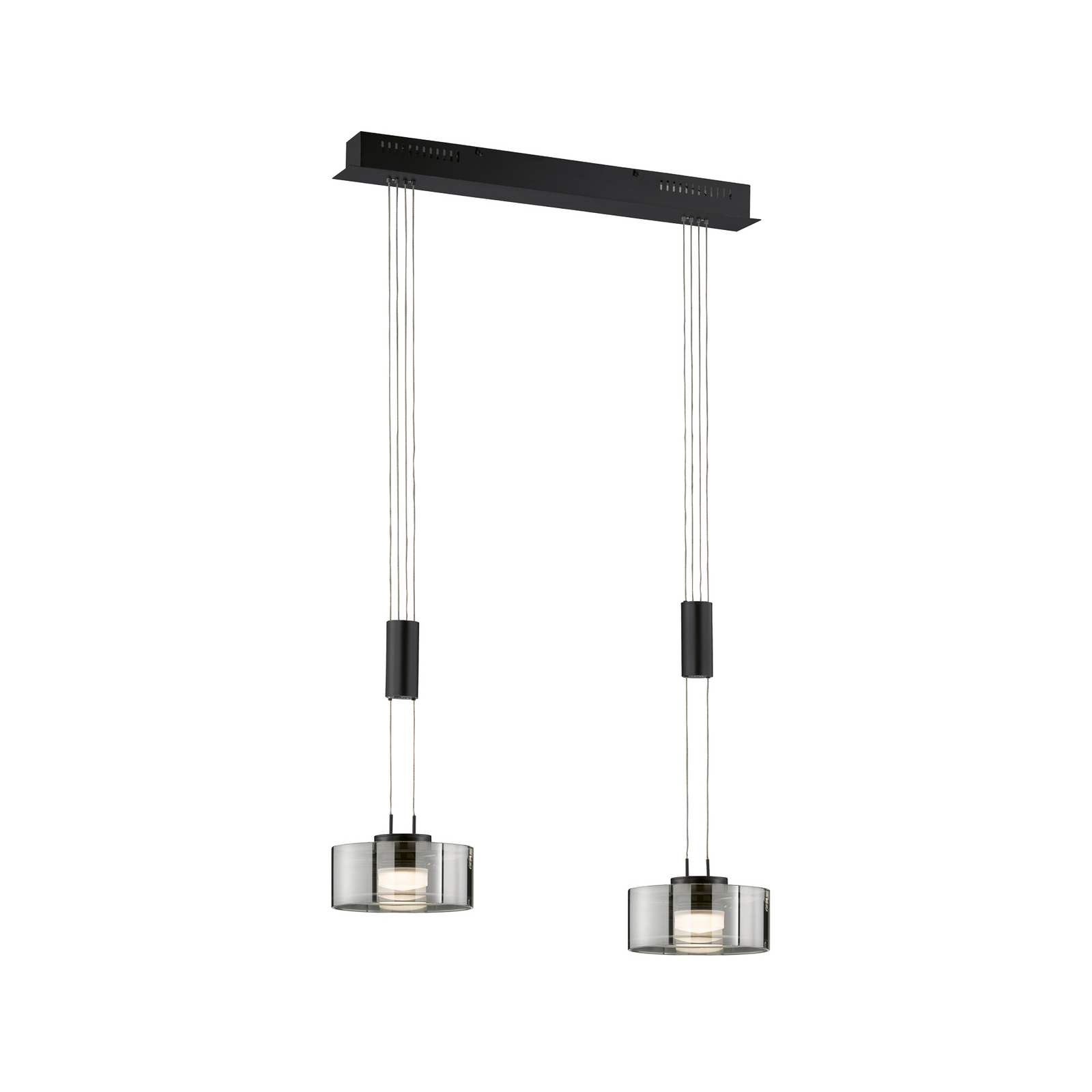 LED-pendellampe Lavin, længde 64 cm, sand sort/røggrå LED-pendellampe Lavin, længde 64 cm, sand sort/røggrå