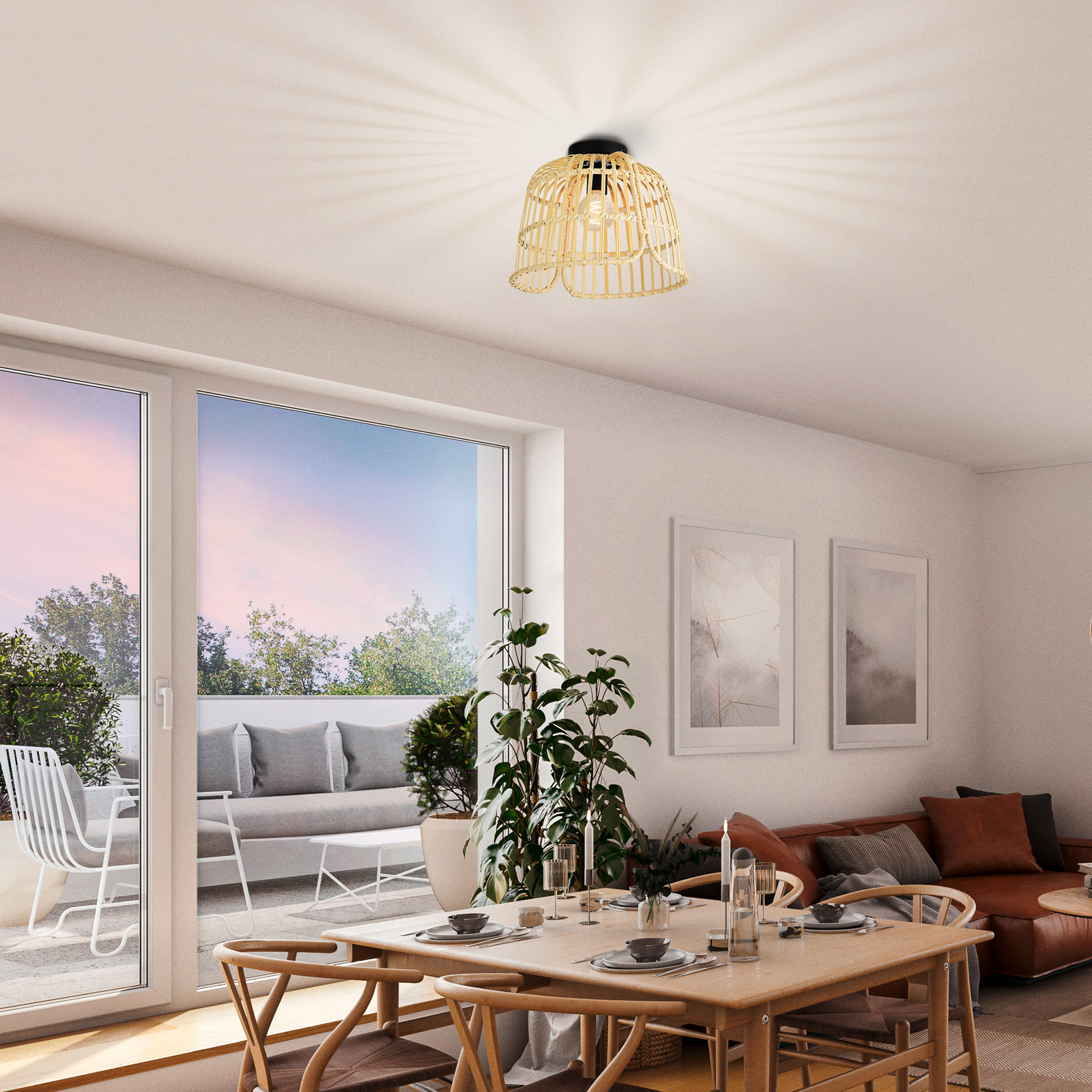 EGLO Glyneath laevalgusti rotangist