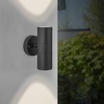 Outdoor wall light Jandy up/down, black, metal, glass, GU10