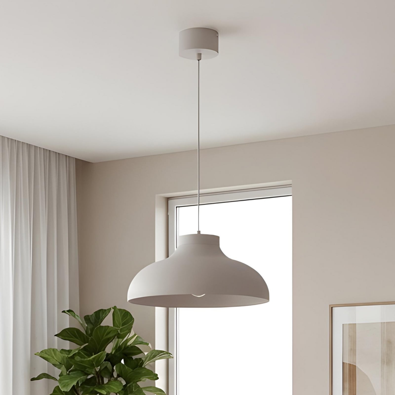 Basca pendant light, beige, metal, Ø 40 cm, E27