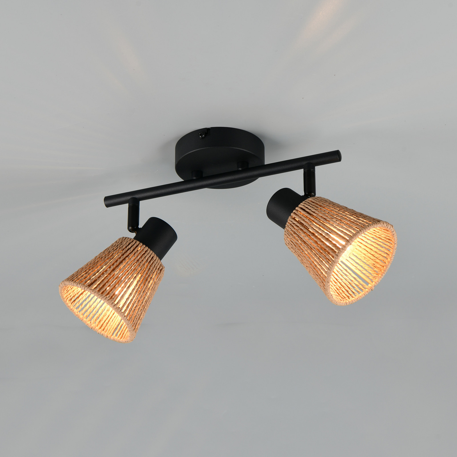 Reality Leuchten Plafonieră Natrel negru/maro lungime 41 cm 2 becuri metal - Camera de zi / sufragerie - Modern - negru maro