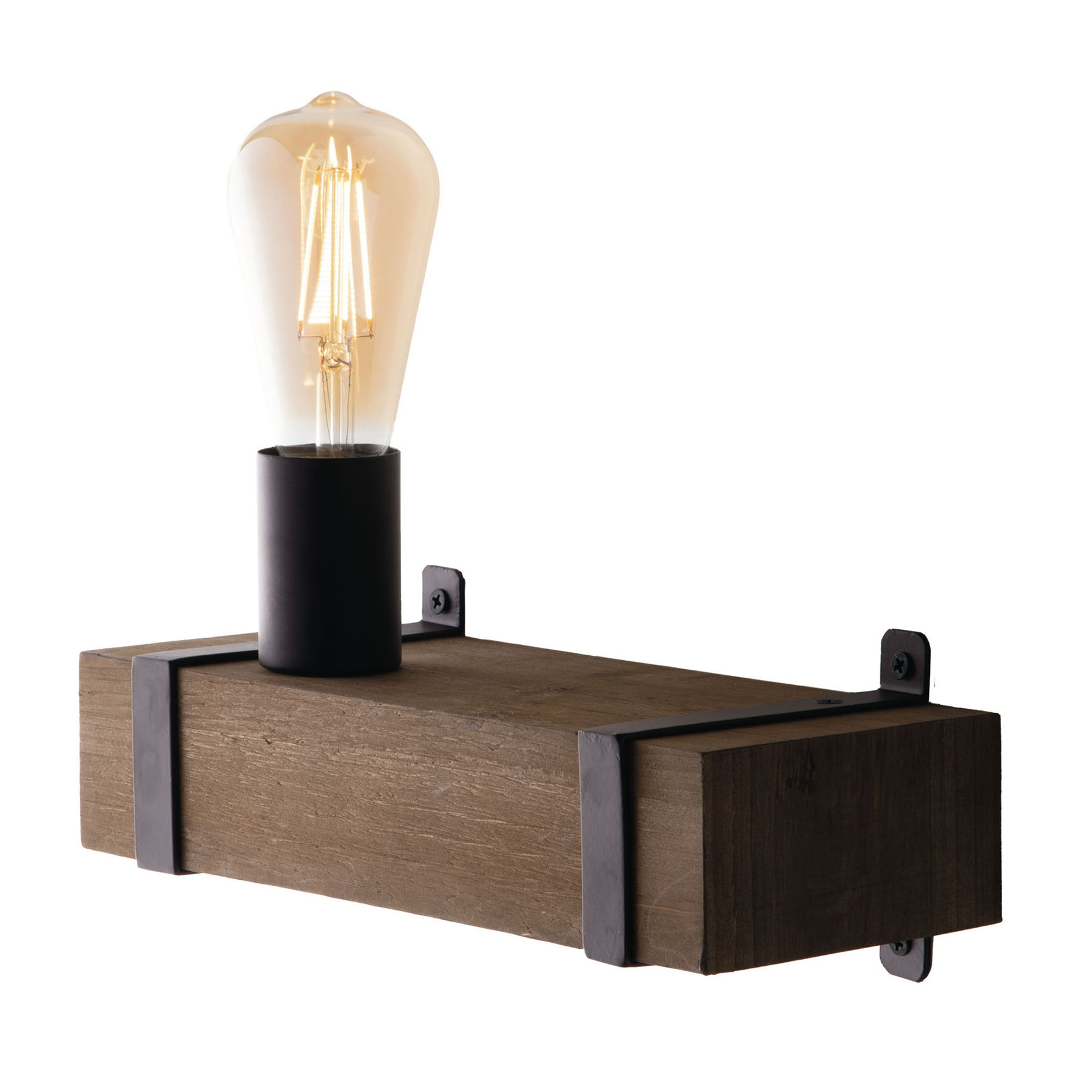 Eco-Light Texas wall light made of antique wood, 1-bulb, for Living / Dining Room, wood, metal, E27, 40 W, energy efficiency: A++, W: 34 cm, H: 14 cm