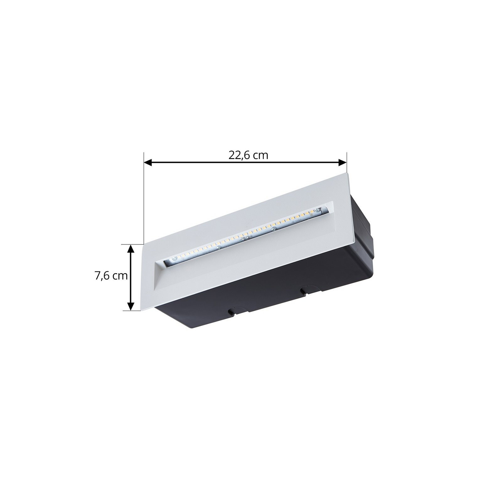 Lucande LED recessed wall light Loya, 23 x 8 cm, white, IP54