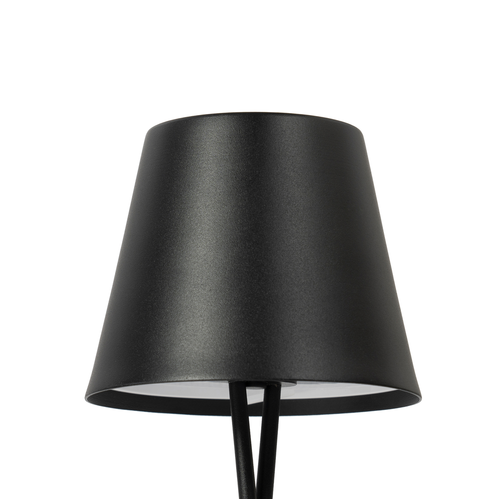 Lindby LED uppladdningsbar bordslampa Janea, korsad, svart, metall