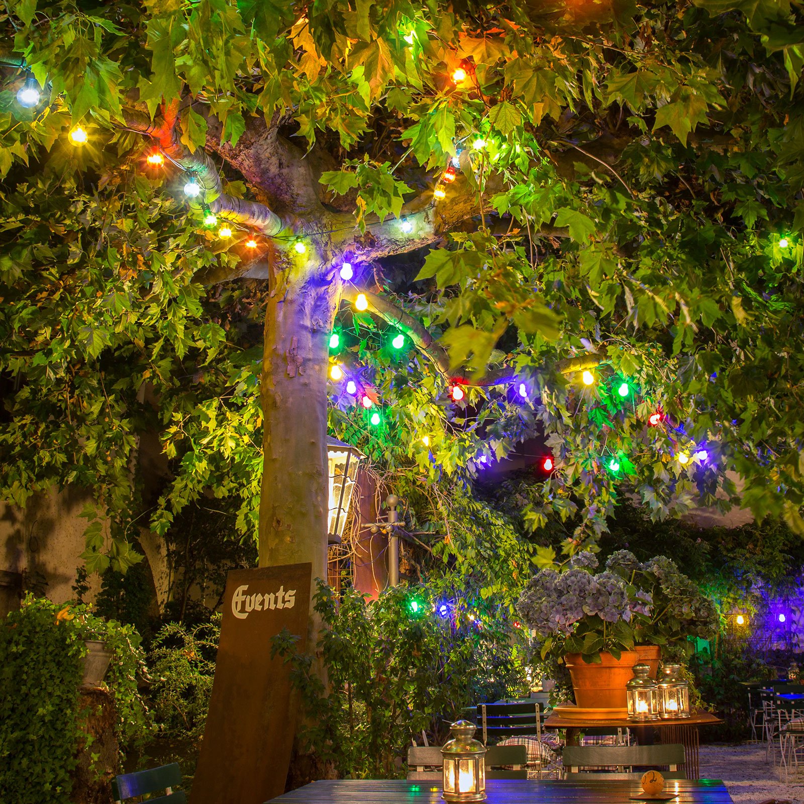 Guirlande Biergarten 20 ampoules LED colorées